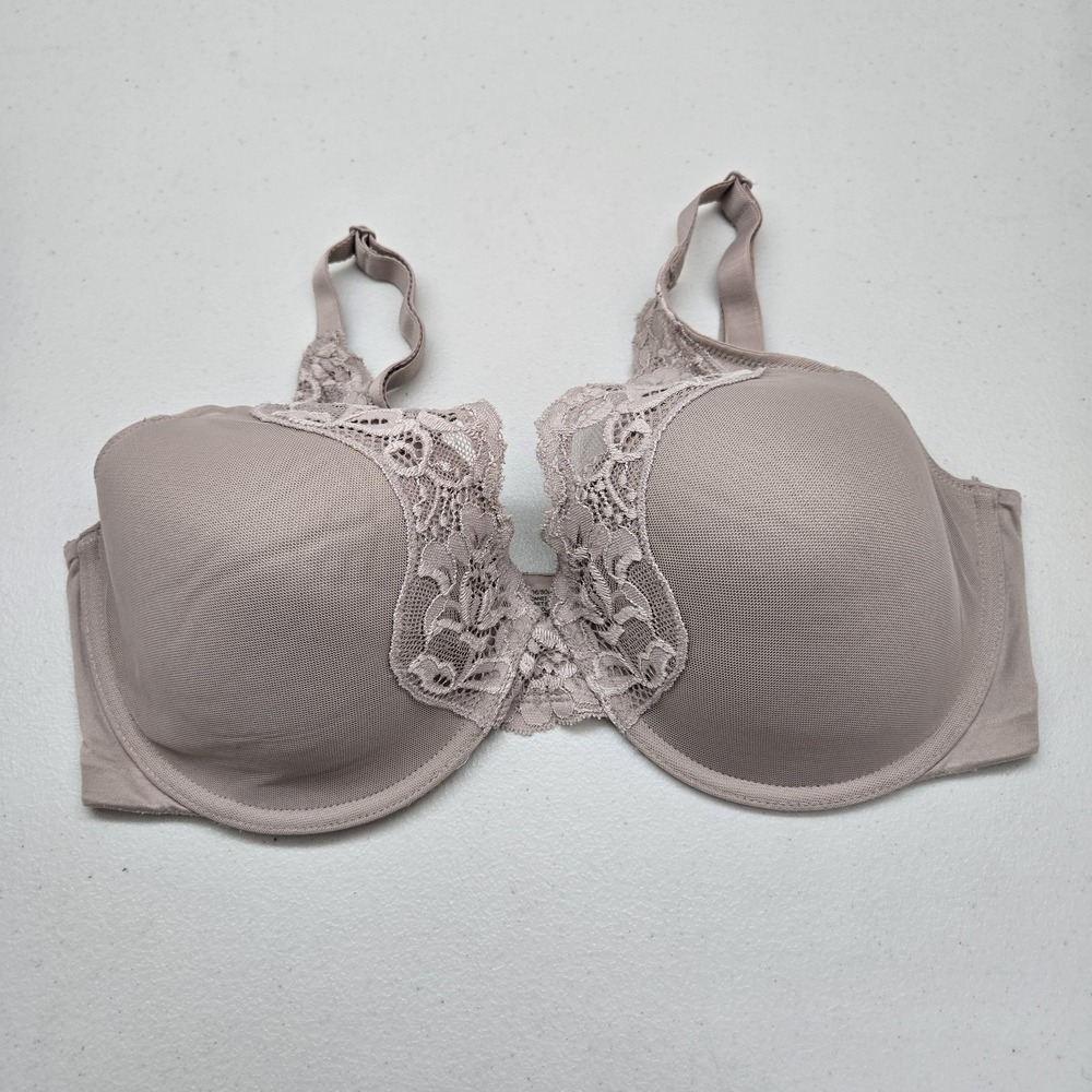 Bali Women Bra 36/80D Taupe T Shirt Underwired Lace Strap